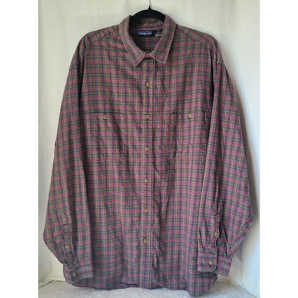 Patagonia Mens XL Plaid 100% Cotton Long Sleeve Button Up Shirt Portugal
